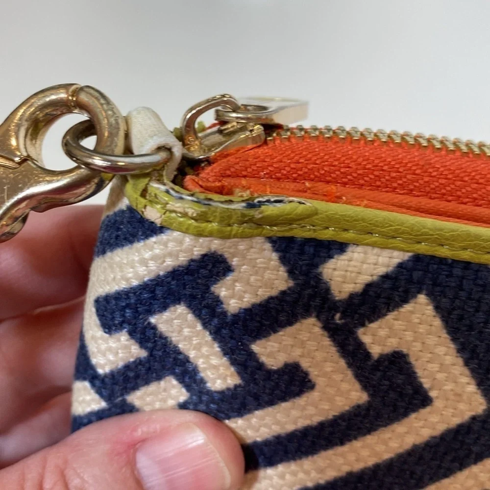 Spartina‎ 449 Haig Point Yacht Club Linen Wristlet Navy Cream, Orange, and Green
